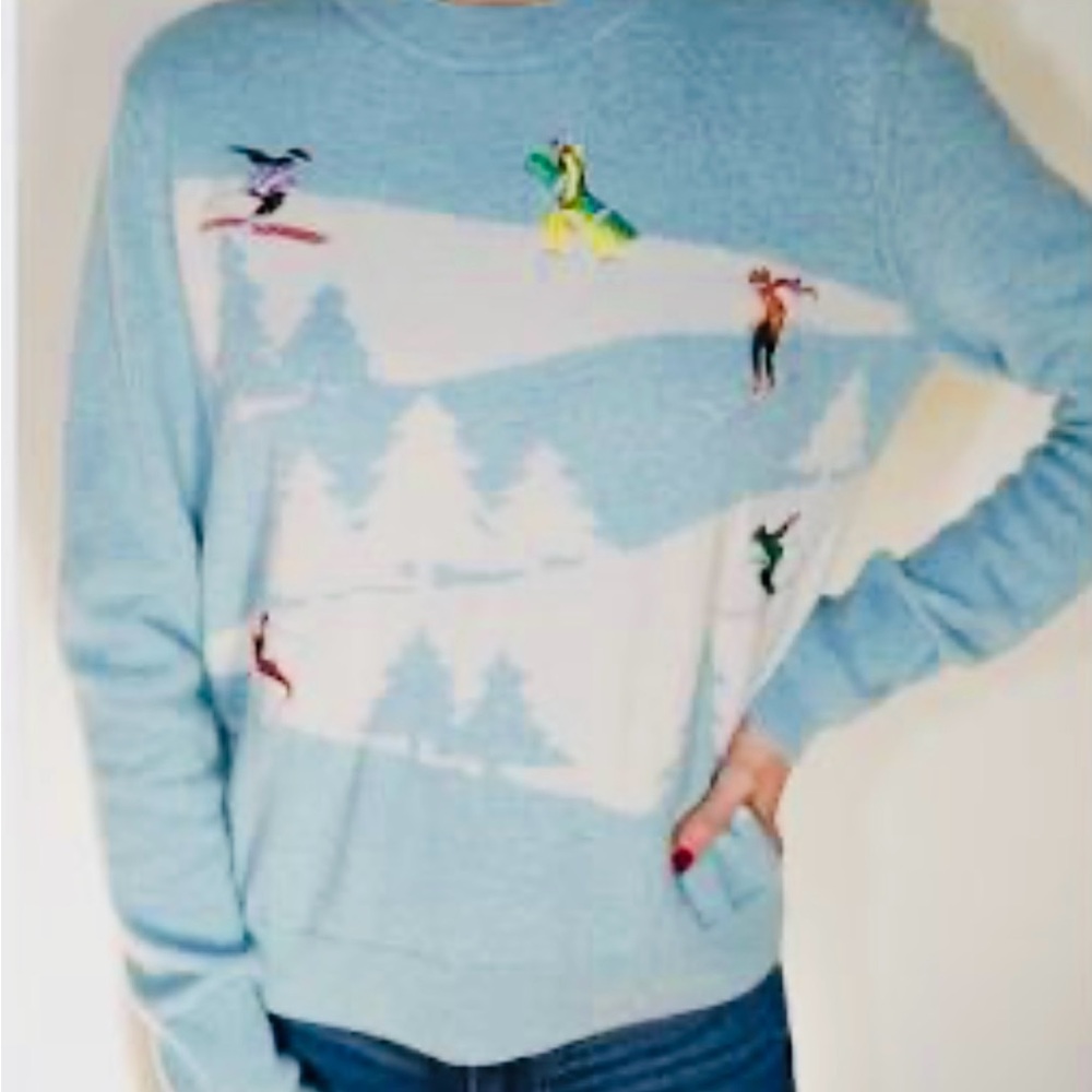 Cashmere Ski Sweater Winter Sports/Skiing/Snowscape  Size M.